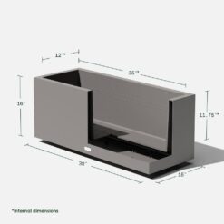 Veradek Long Box 38 in. Grey Plastic Rectangular Planter