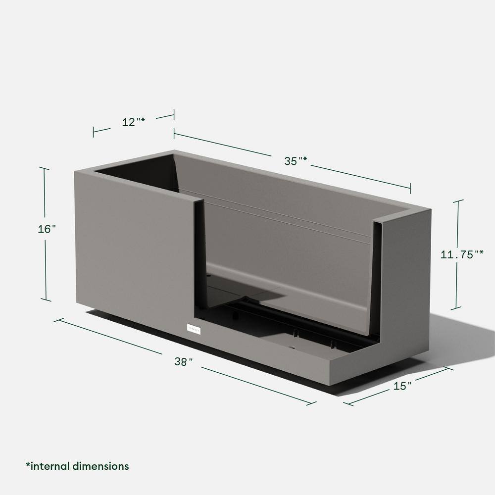 Veradek Long Box 38 in. Grey Plastic Rectangular Planter