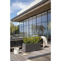 Veradek Long Box 38 in. Grey Plastic Rectangular Planter