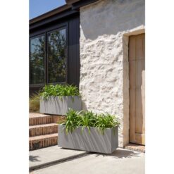 Veradek Long Box 38 in. Grey Plastic Rectangular Planter