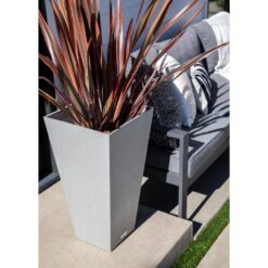 Veradek Midland 30 in. Gray Plastic Tall Square Planter (2-Pack)