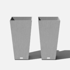 Veradek Midland 30 in. Gray Plastic Tall Square Planter (2-Pack)