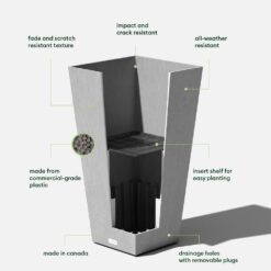 Veradek Midland 30 in. Gray Plastic Tall Square Planter (2-Pack)