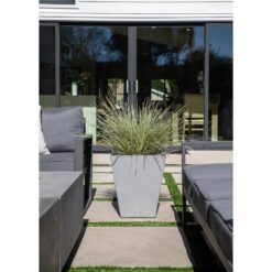 Veradek Nobleton 22 in. Square Gray Plastic Planter (2-Pack)