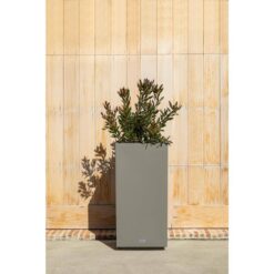 Veradek Block Series Pedestal 32 in. Tall Grey Plastic Planter