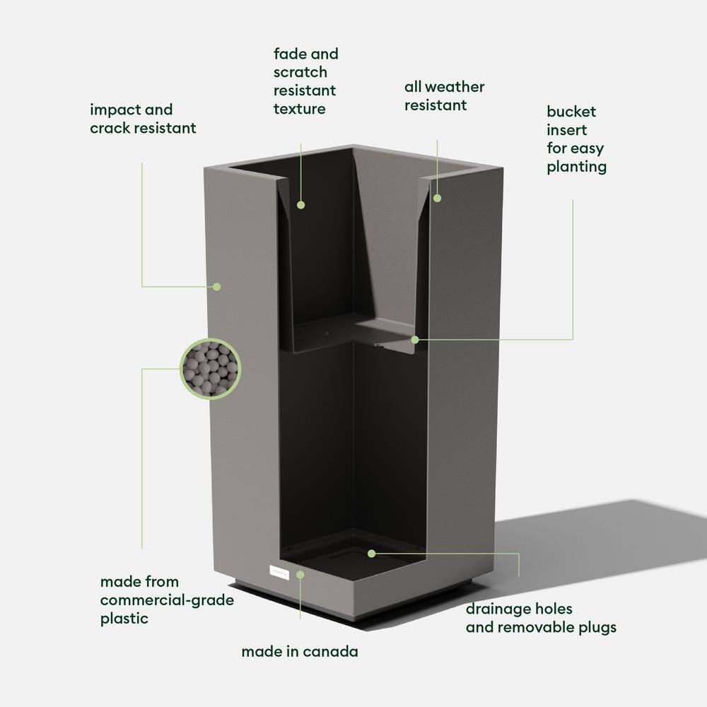 Veradek Block Series Pedestal 32 in. Tall Grey Plastic Planter