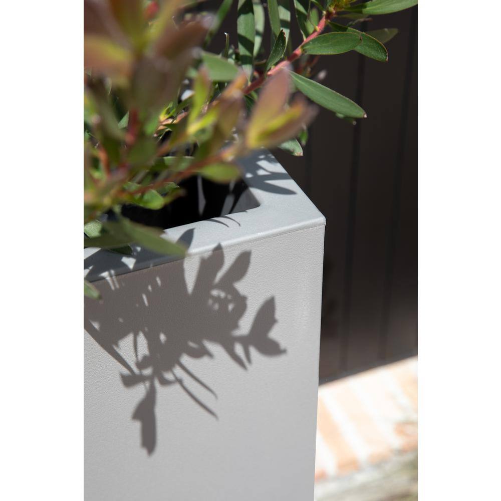 Veradek Block Series Pedestal 32 in. Tall Grey Plastic Planter