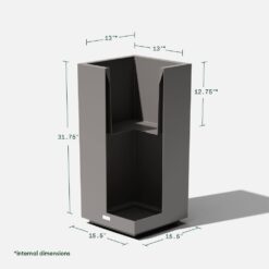 Veradek Block Series Pedestal 32 in. Tall Grey Plastic Planter