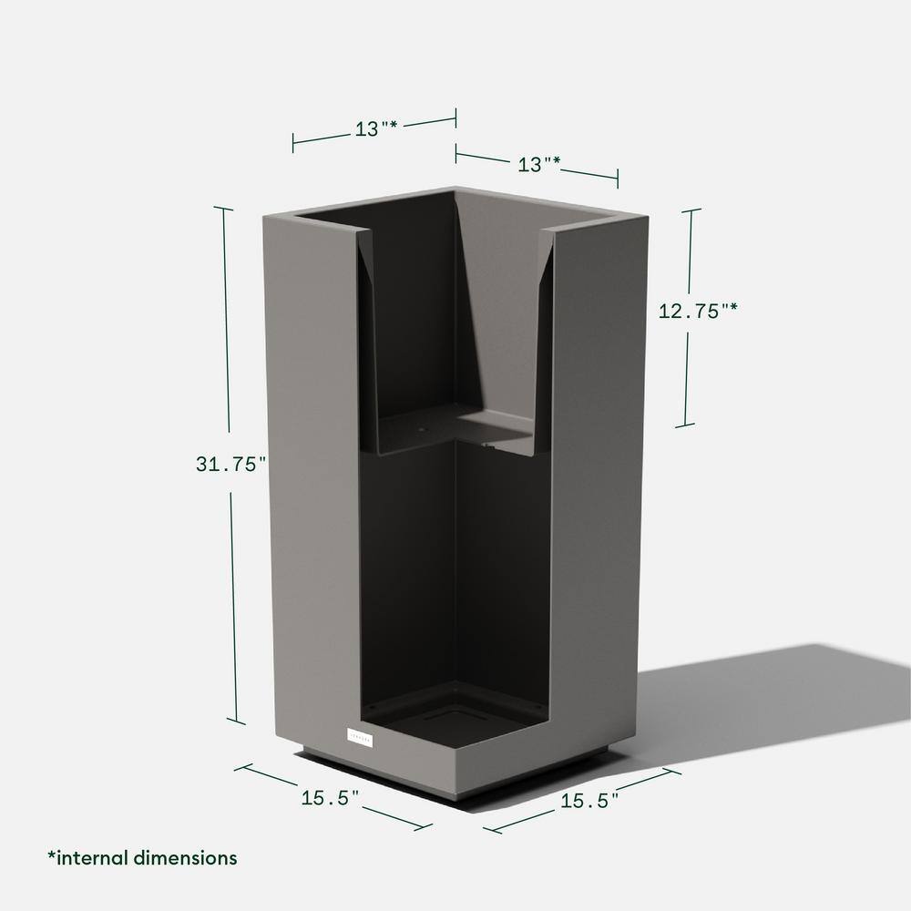 Veradek Block Series Pedestal 32 in. Tall Grey Plastic Planter