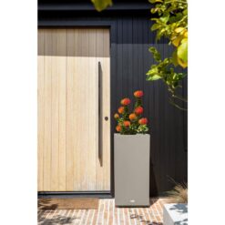 Veradek Block Series Pedestal 32 in. Tall Grey Plastic Planter