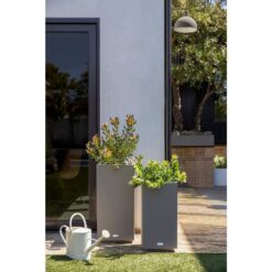 Veradek Block Series Pedestal 32 in. Tall Grey Plastic Planter