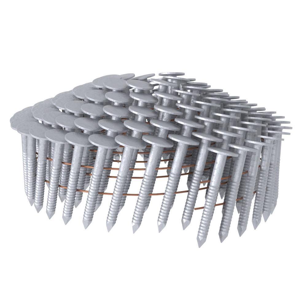 Grip-Rite 1-1/4 in. x 0.120 in. 15° Wire Collated Hot Galvanized Ring Shank Coil Roofing Nails 7200 per Box