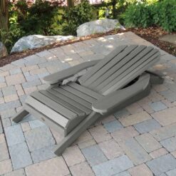 Highwood Hamilton Coastal Teak Folding and Reclining Plastic Adirondack Chair