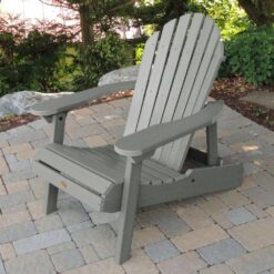 Highwood Hamilton Coastal Teak Folding and Reclining Plastic Adirondack Chair