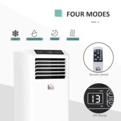 HOMCOM 10,000 BTU Portable Air Conditioner Cools 200 Sq. Ft. with Dehumidifier, Ventilating and Remote Control in White