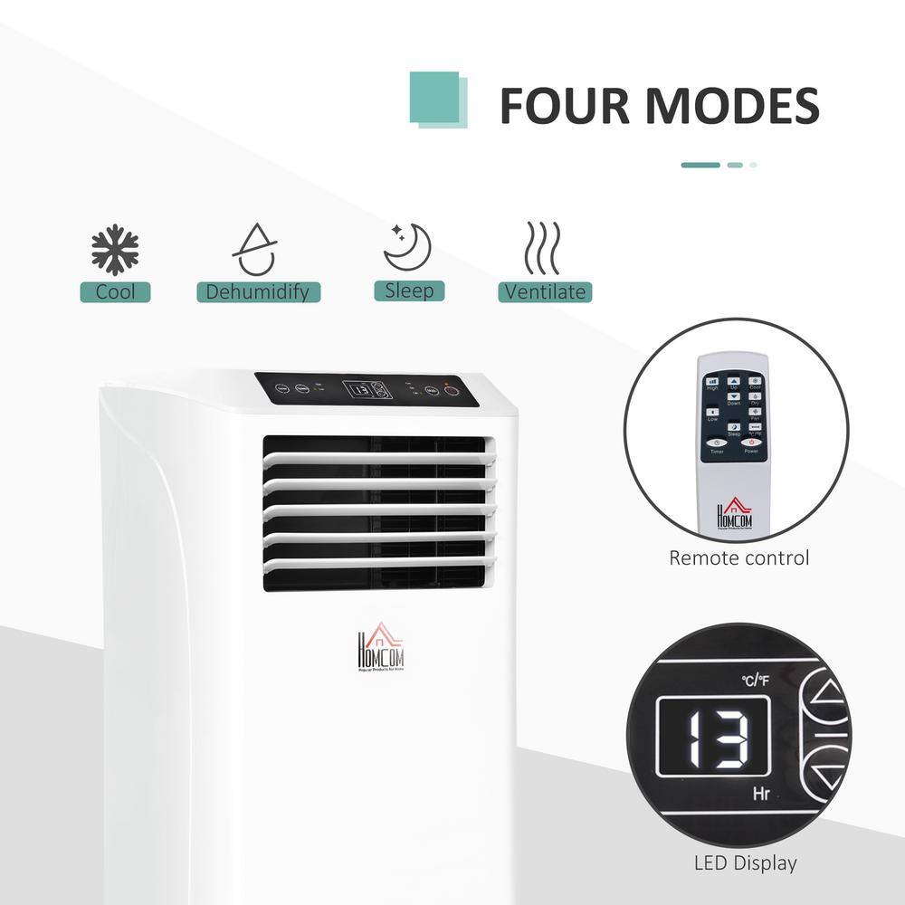 HOMCOM 10,000 BTU Portable Air Conditioner Cools 200 Sq. Ft. with Dehumidifier, Ventilating and Remote Control in White