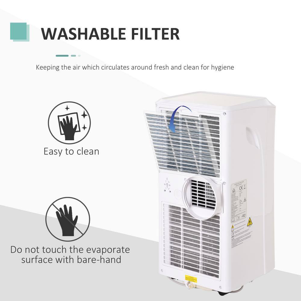 HOMCOM 10,000 BTU Portable Air Conditioner Cools 200 Sq. Ft. with Dehumidifier, Ventilating and Remote Control in White