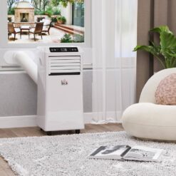 HOMCOM 10,000 BTU Portable Air Conditioner Cools 200 Sq. Ft. with Dehumidifier, Ventilating and Remote Control in White