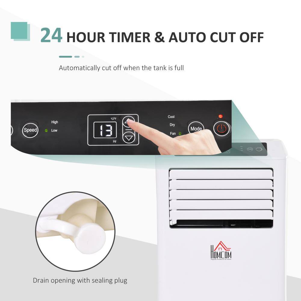 HOMCOM 10,000 BTU Portable Air Conditioner Cools 200 Sq. Ft. with Dehumidifier, Ventilating and Remote Control in White