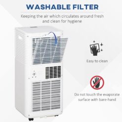 HOMCOM 10,000 BTU Portable Air Conditioner Cools 450 Sq. Ft. with Dehumidifier in White