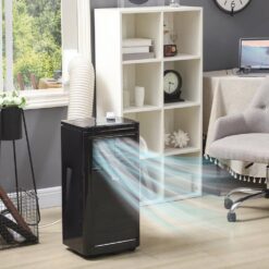 HOMCOM 8,000 BTU Portable Air Conditioner Cools 170 Sq. Ft. with Dehumidifier, Fan, Remote and Wheels in Black