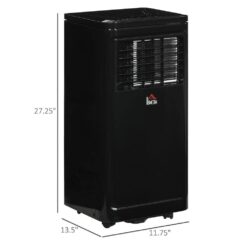 HOMCOM 8,000 BTU Portable Air Conditioner Cools 170 Sq. Ft. with Dehumidifier, Fan, Remote and Wheels in Black