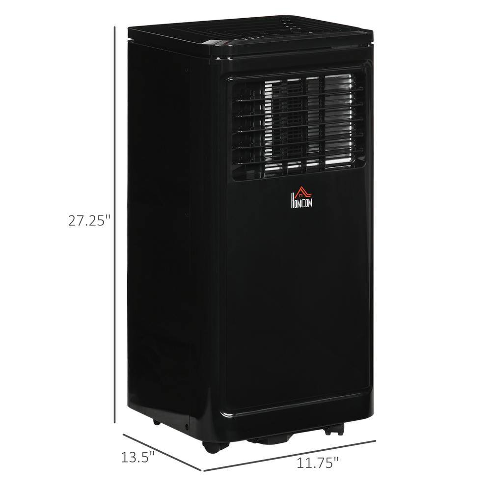 HOMCOM 8,000 BTU Portable Air Conditioner Cools 170 Sq. Ft. with Dehumidifier, Fan, Remote and Wheels in Black