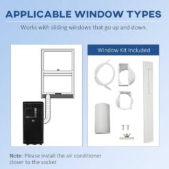 HOMCOM 8,000 BTU Portable Air Conditioner Cools 170 Sq. Ft. with Dehumidifier, Fan, Remote and Wheels in Black
