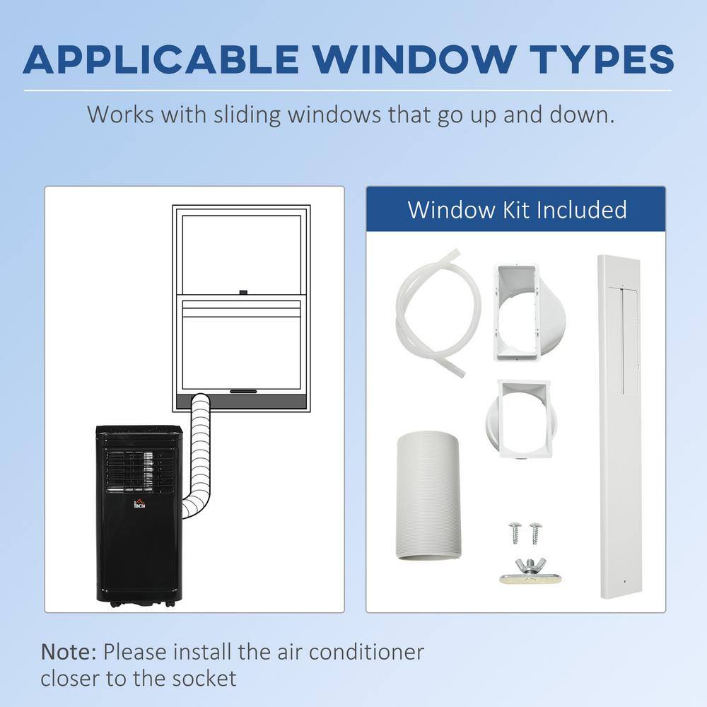 HOMCOM 8,000 BTU Portable Air Conditioner Cools 170 Sq. Ft. with Dehumidifier, Fan, Remote and Wheels in Black
