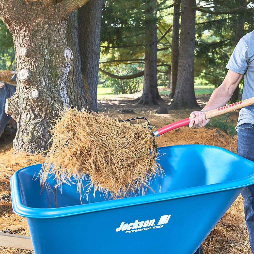 Jackson 6 cu. ft. Heavy Gauge Seamless Steel Wheelbarrow with Hardwood Handles