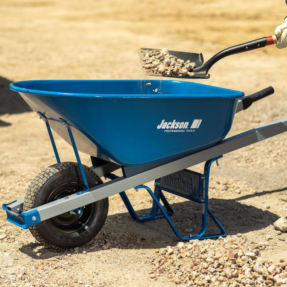 Jackson 6 cu. ft. Heavy Gauge Seamless Steel Wheelbarrow with Steel Handles