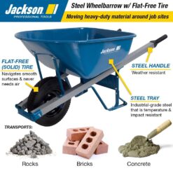 Jackson 6 cu. ft. Heavy Gauge Seamless Steel Wheelbarrow with Steel Handles