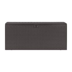 Hampton Bay 150 Gal. Brown Plastic Wicker Outdoor Storage Deck Box with Lockable Lid