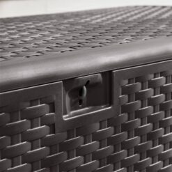 Hampton Bay 150 Gal. Brown Plastic Wicker Outdoor Storage Deck Box with Lockable Lid