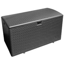 Hampton Bay 150 Gal. Brown Plastic Wicker Outdoor Storage Deck Box with Lockable Lid