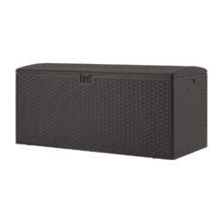 Hampton Bay 150 Gal. Brown Plastic Wicker Outdoor Storage Deck Box with Lockable Lid