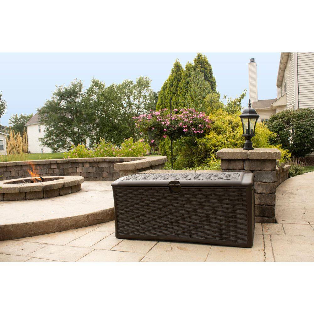 Suncast 72 Gal. Plastic Wicker Deck Box