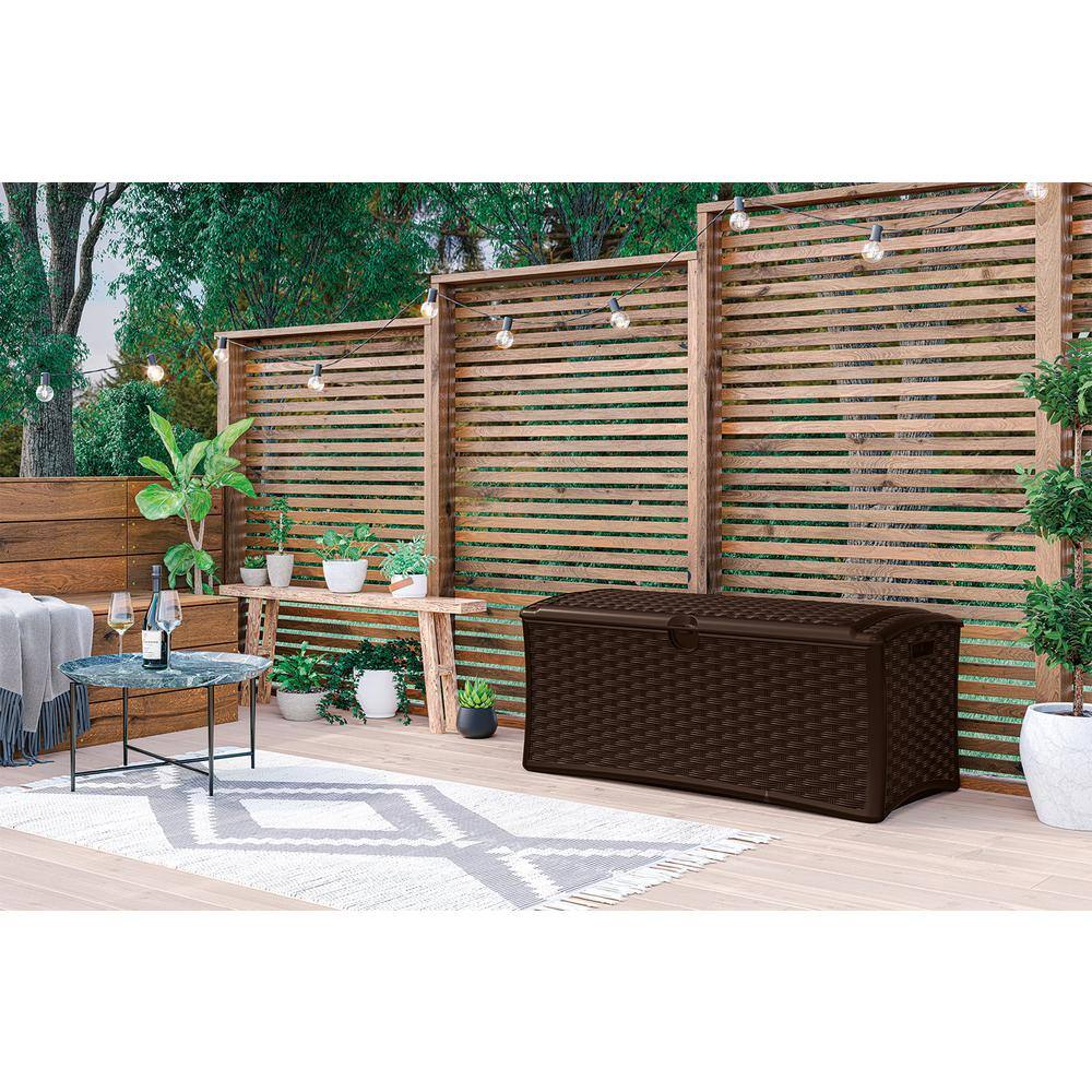 Suncast 72 Gal. Plastic Wicker Deck Box