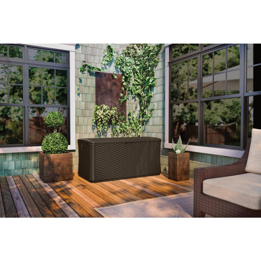 Suncast Java 134 Gal. Plastic Wicker Deck Box