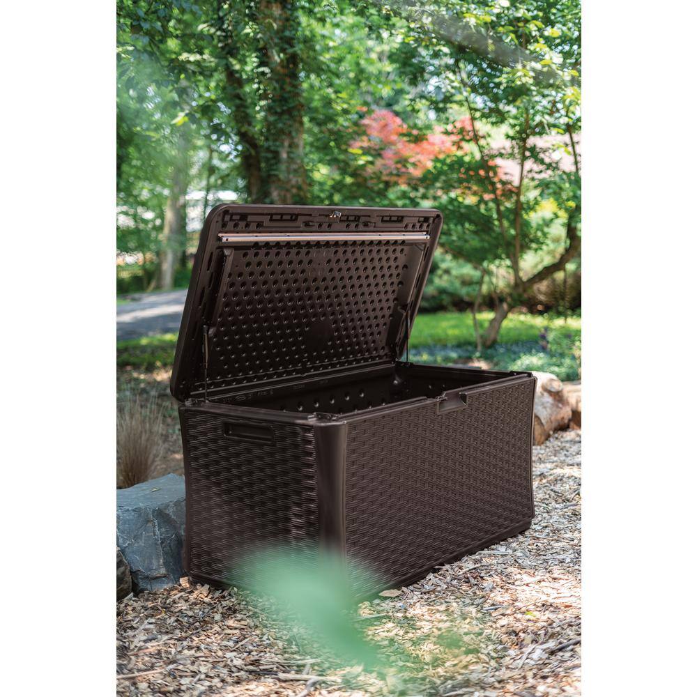 Suncast Java 134 Gal. Plastic Wicker Deck Box