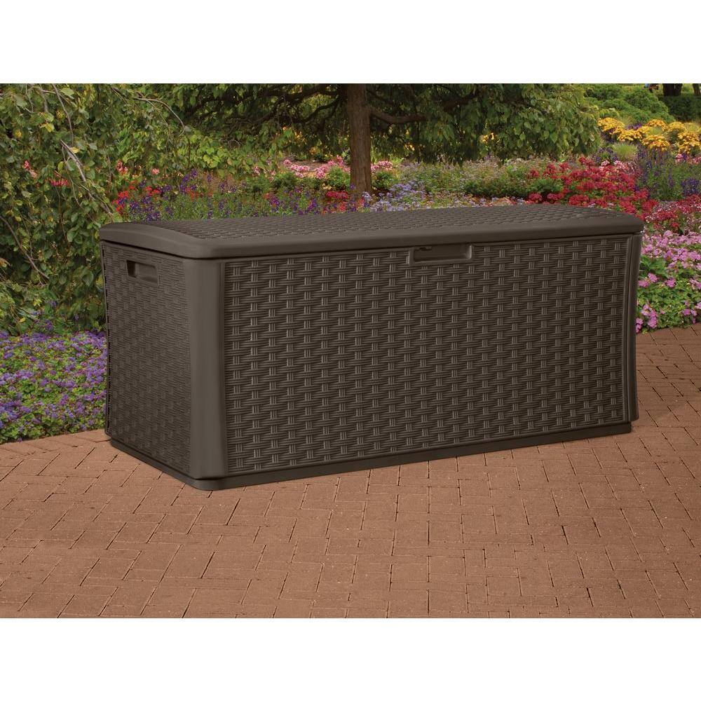 Suncast Java 134 Gal. Plastic Wicker Deck Box
