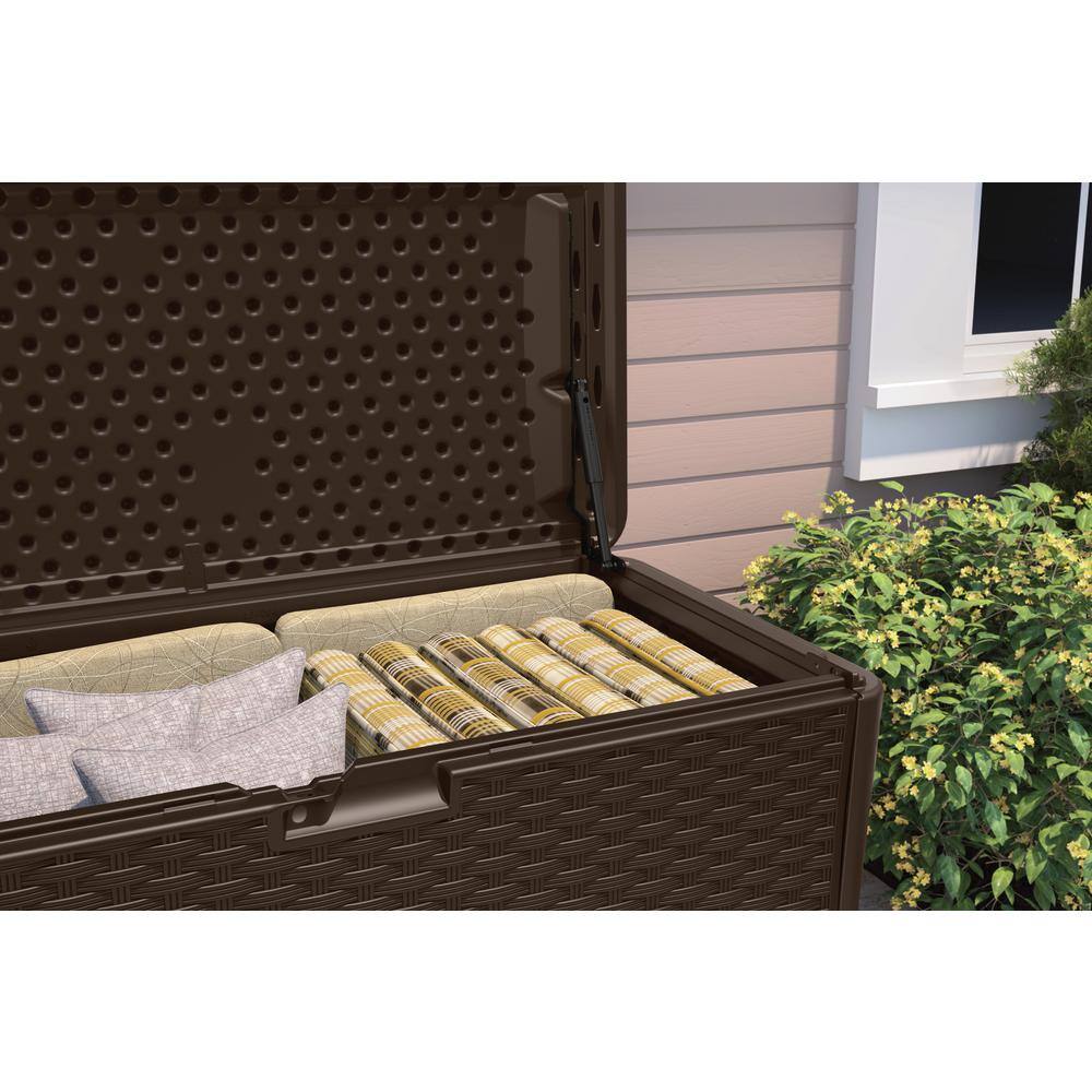 Suncast Java 134 Gal. Plastic Wicker Deck Box