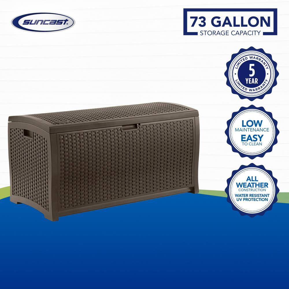 Suncast 73 Gal. Plastic Wicker Deck Box
