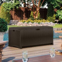 Suncast 73 Gal. Plastic Wicker Deck Box