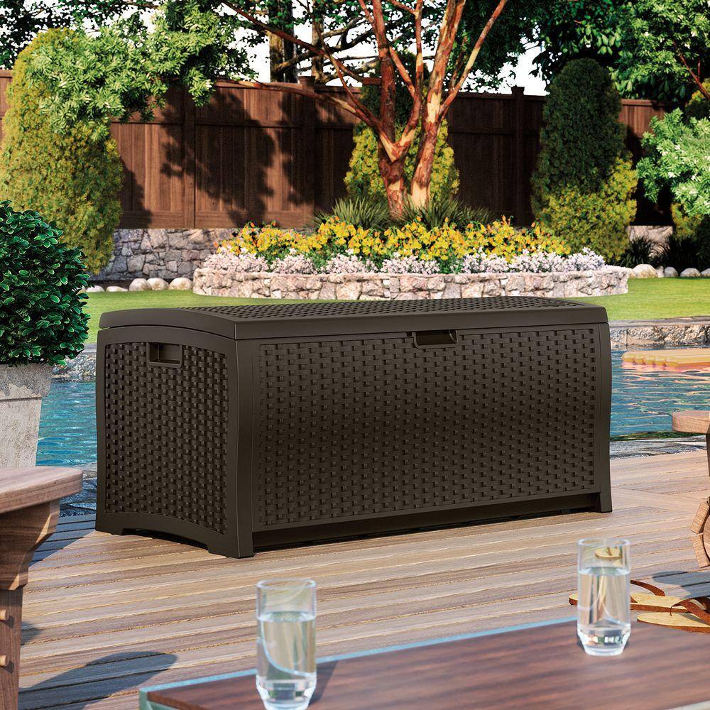 Suncast 73 Gal. Plastic Wicker Deck Box