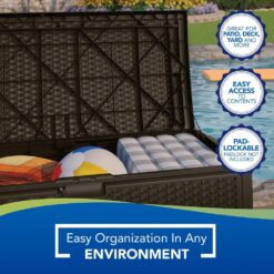 Suncast 73 Gal. Plastic Wicker Deck Box
