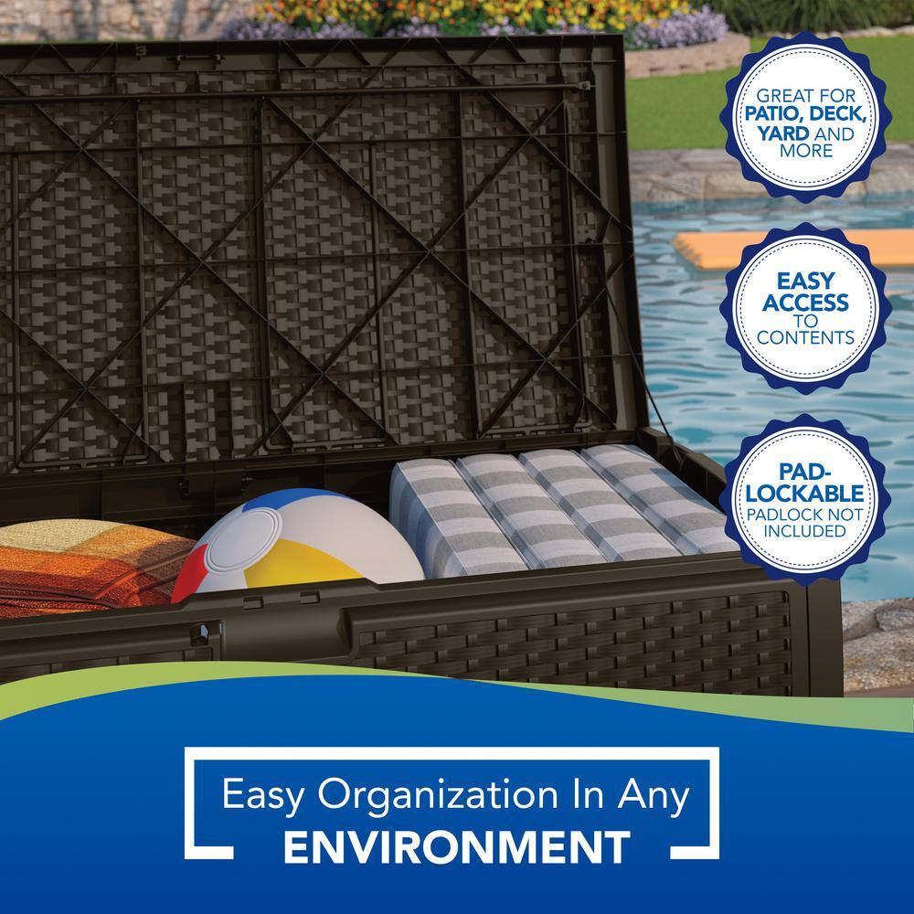 Suncast 73 Gal. Plastic Wicker Deck Box