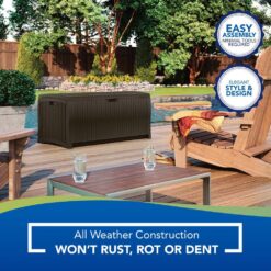 Suncast 73 Gal. Plastic Wicker Deck Box