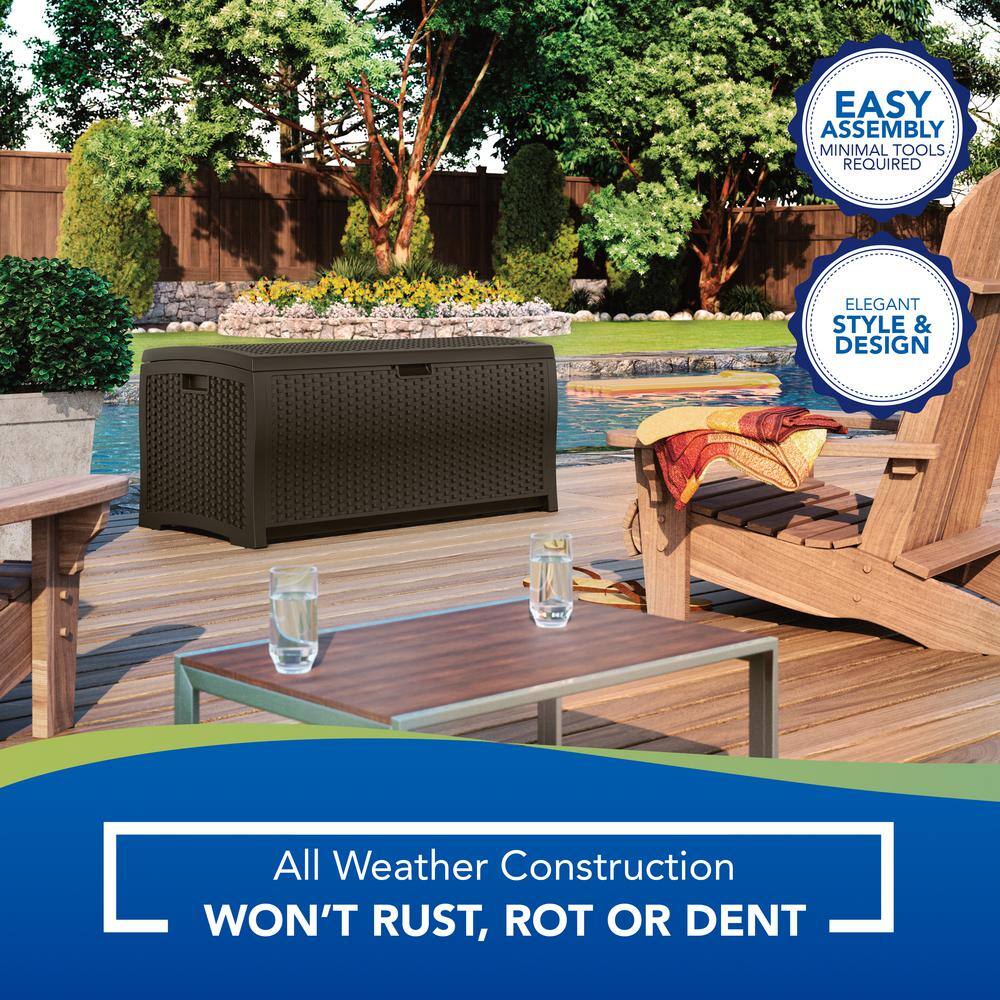 Suncast 73 Gal. Plastic Wicker Deck Box