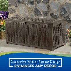Suncast 73 Gal. Plastic Wicker Deck Box